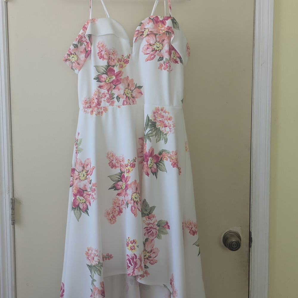 Floral White and Pink Dress